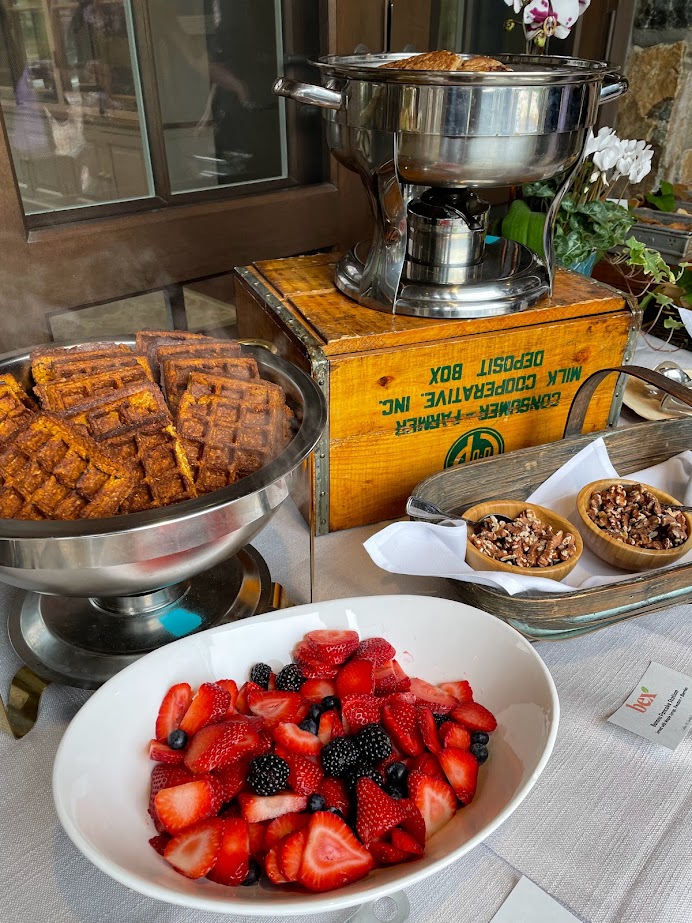 healthy waffles on table buffet